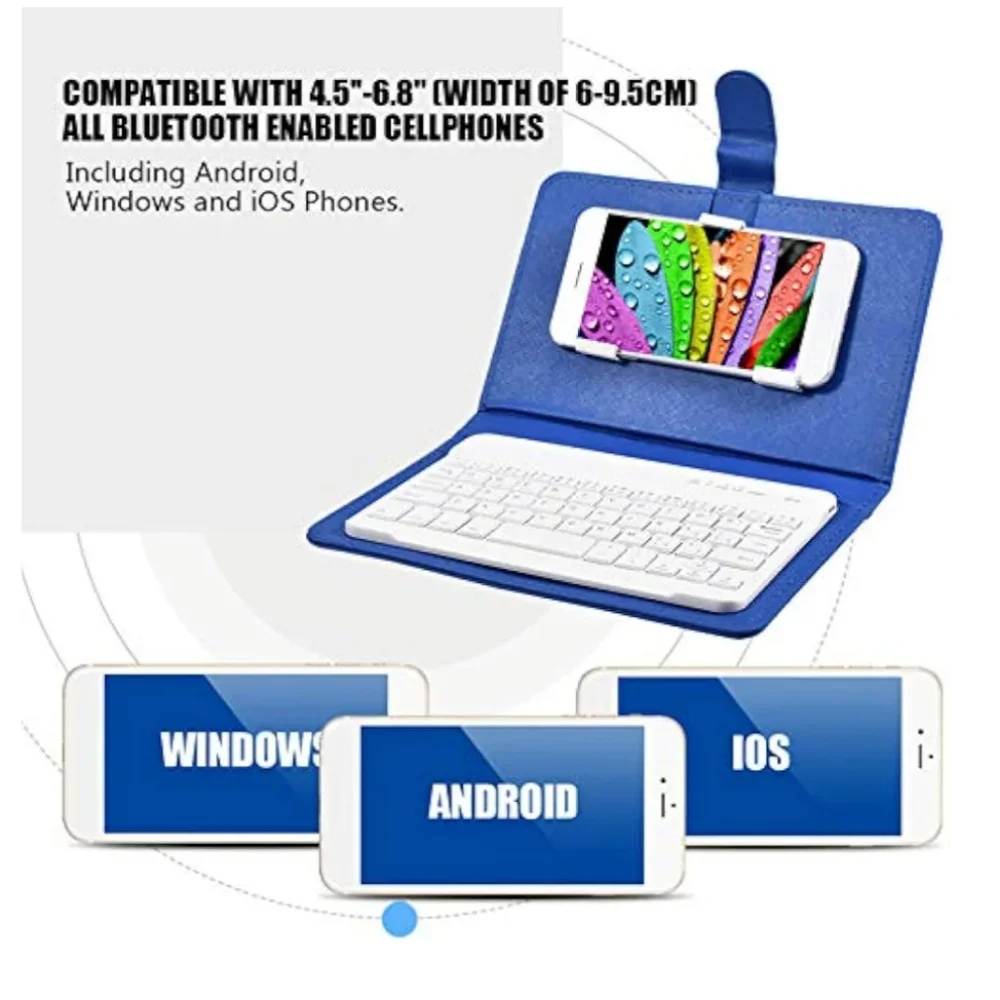 Mobile Bluetooth Wireless Keyboard PU Leather Protective Case for Smart Phones